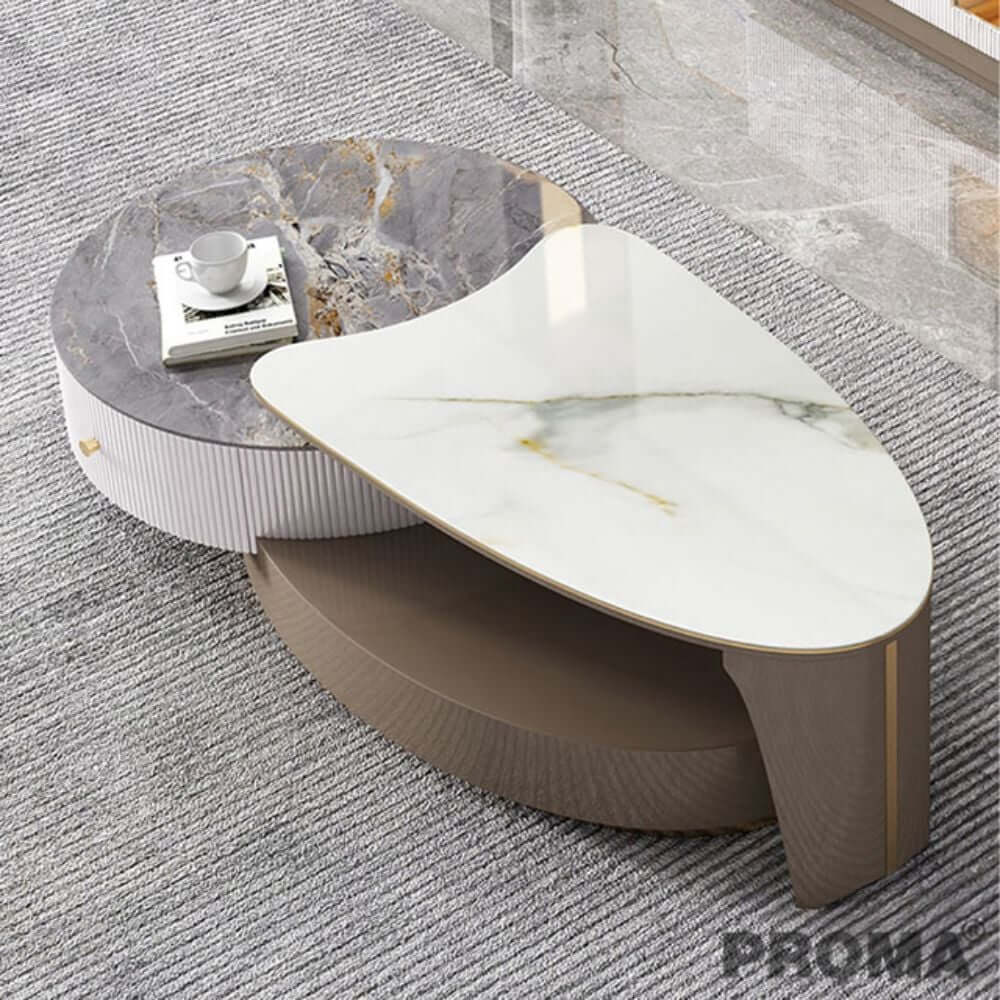 [Pre-order] โต๊ะกลางรับแขก ท็อปหินอ่อนสังเคาระห์ Proma-CTB-46